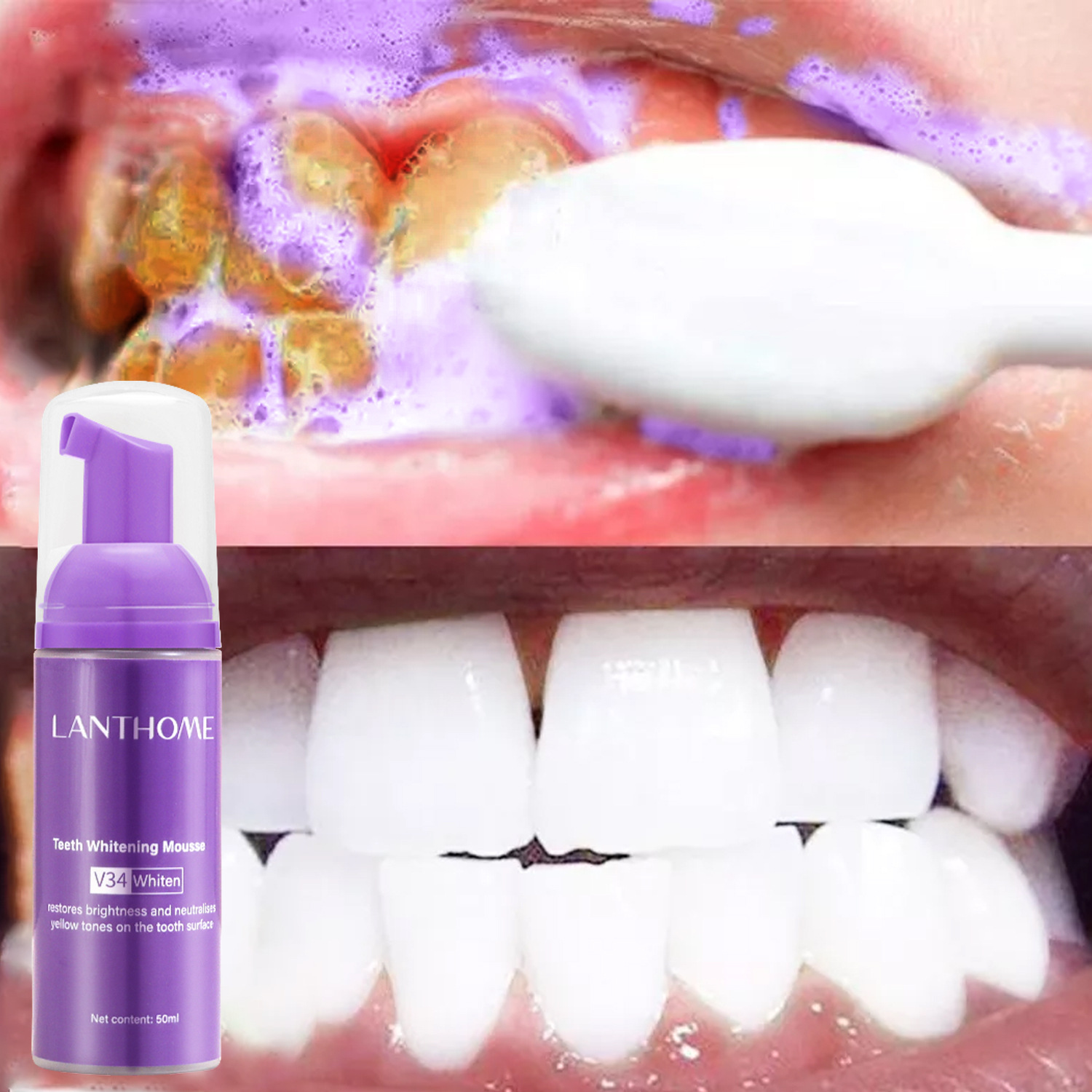 Teeth Whitening Xylitol - V34 Mousse sbiancante per denti Dentifricio